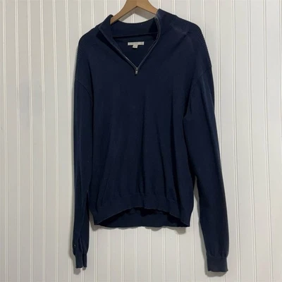 CUTTER & BUCK Mens L Quarter Zip Sweater Navy Blue SUPIMA Cotton Golf Pullover - Image 1 of 4