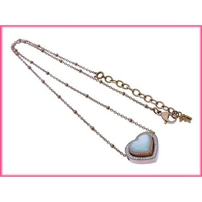 Acessórios de colar Folli Folie feminino coração de strass ouro rosa branco claro - Imagem 1 de 4