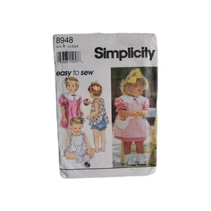 8948 Simplicity Sewing Pattern 1990s Girls Dress Pinafore Panties Top 6 Mo-4 - Picture 1 of 3