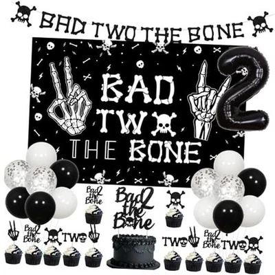  Decoraciones de cumpleaños Bad Two The Bone Bad 2 The Bone telón de fondo música negro Foto 1 de 4