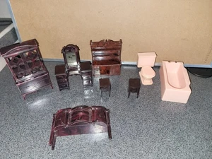 Lote de Mini Muebles para Casa de Muñecas Ideal & Renwal Vintage EE. UU. Baño Rosa Dormitorio LEER - Imagen 1 de 5