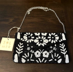 Sol and Mer Handcrafted in India Black/White Beaded Bag Clutch Viral TikTok New - Picture 1 of 8