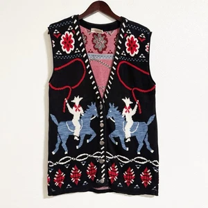 Vintage Delia McKain Rodeo Cowboy Strickjacke Weste Größe L - Bild 1 von 9