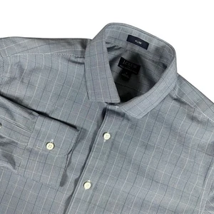 J.Crew Mens Small Slim Flex Wrinkle Free Checkered Button Down Shirt Gray - Picture 1 of 9