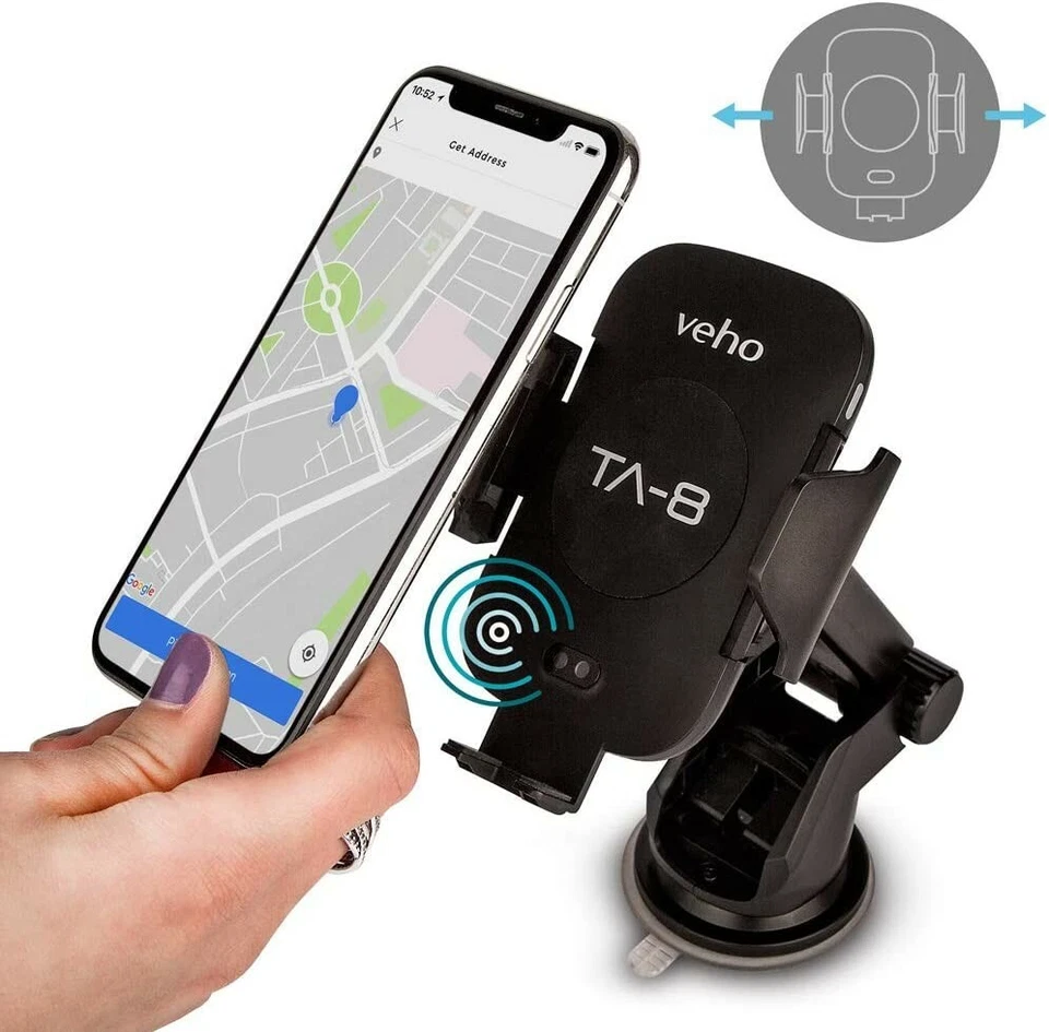 Veho TA-8 Universal In-car Smartphone Cradle/holder With Qi Wireless Charging - Image 1 of 4