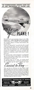Two 1936/1937 Aeronca Low Wing Aircraft Ads 6/9/2025q - Picture 1 of 2