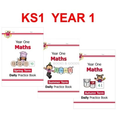 KS1 Year 1 Maths Daily Practice Books 3 Books Bundle with Answers Ages 5-6 CGP - Image 1 of 4