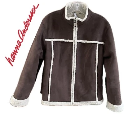 Abrigo Chaqueta Forrada Sherpa de Gamuza Sintética para Mujer Hanna Andersson Marrón M L Grande Foto 1 de 4