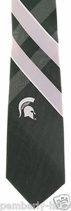 Michigan State Spartans Men's Necktie University College Plaid Green Neck Tie - Picture 1 of 2