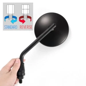 1 Pair Mirrors Eclipse Black Steel Short Stem w/ M10 Reverse Adapters for Yamaha - Picture 1 of 11