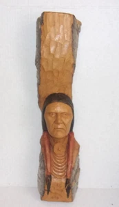 VINTAGE Arlo Furniss Hand Carved NATIVE AMERICAN ELDER Cottonwood  1993 - Picture 1 of 10