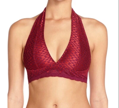 Sujetador Bralette Free People L Rojo Sin Encaje Halter Sin Alambres Copa Suave Nuevo con Etiquetas Foto 1 de 2