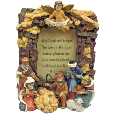 Marco de fotos de resina de belén de Navidad 3D de colección Jesús 5,5x7,5" se adapta a foto de 3x4" Foto 1 de 4
