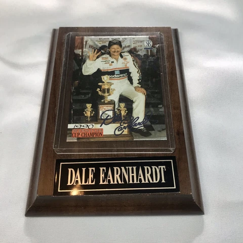 1990 Custom Hard Wood Dale Earnhardt Plaque, Winston Cup Commemorative Card Nice Cover