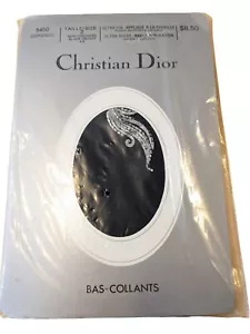 Vintage Christian Dior Pantyhose Ultra Sheer Black Orchid Size 2 Ankle Applique - Picture 1 of 5