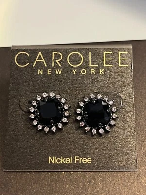 Carolee Great Gatsby Art Deco Negro Tachuelas Estrás Botón Pendientes Foto 1 de 3