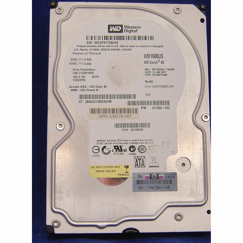 431688-002 - HP 160GB 7200 RPM SATA 3.5" HDD - Image 1 of 1