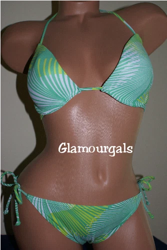 Nuevo Bikini Victoria's Secret Beach Sexy Blanco Verde Tanga Parte Inferior Talla S Pequeño Foto 1 de 1