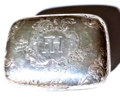 Antigua caja de tabaco GORHAM Flortentine de plata esterlina lote marca de fecha 1901 mono FH Foto 1 de 4