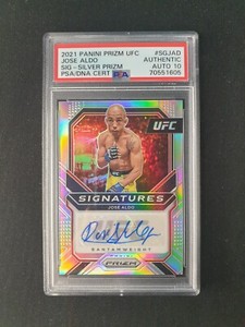 🇧🇷2021 PANINI PRIZM UFC JOSE ALDO SIGNATURE SILVER PRIZM PSA 10 BW GOAT!!!!!🐐