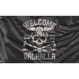 Welcome to Valhalla Viking Flag Unique Design, 3x5 Ft / 90x150 cm size, EU Made - Picture 1 of 4