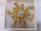 IVANA TRUMP CRYSTAL GOLD NUGGET STYLE ABSTRACT BRUTALIST PIN BROOCH/PENDANT VTG
