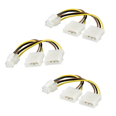 3x PC Grafikkarten Stromkabel Stromadapter PCI Express 6 Pin > 2x 5,25 Stecker - Bild 1 von 3