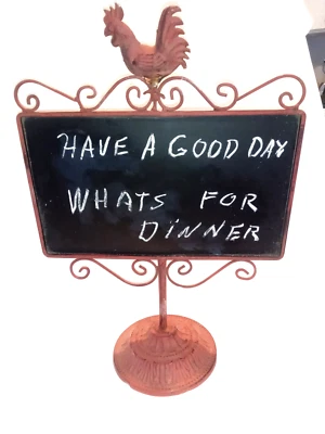 Atq Rustic Rooster Chalkboard Sign, Tabletop Blackboard Home Decor, Menu Display - Image 1 of 4