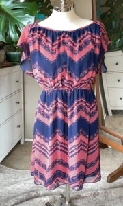 Sweet Storm salmon and navy lace print dress, women’s plus size 20W - Picture 1 of 9