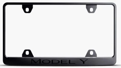 Black Tesla Model Y Satin  License Plate Frame BLACK ON BLACK - Image 1 of 4
