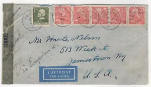 1944 Apr 8th. Censor Air Mail. Frödinge to Jamestown, USA. - Picture 1 of 2