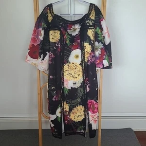 Mossman Size 10 Floral Print 3/4 Sleeve Dress Off The Shoulder Midi Pencil - Picture 1 of 7