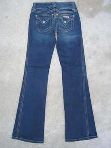 Vtg Hudson Signature Bootcut Flap Jeans Women Sz 26 Blue Distressed+Stretch L33 - Picture 1 of 10