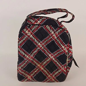 Vera Bradley Quilted Plaid lunch Bag With Handle - Black & Red - Zipper Closure - Picture 1 of 8
