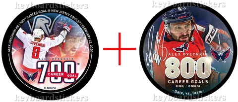 Alex Ovechkin #8 Washington Capitals 700 & 800 Career Goals 2 Puck PKG Cover