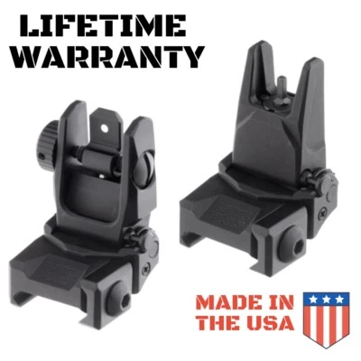 UTG PRO Flip-up BUIS Low Folding Sight Set Picatinny Rail Mount **MADE IN USA**