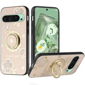 For Google Pixel 9/ 9 Pro 6.3 inch Gold Red Diamond Charm Glitter Bling Case - Picture 1 of 16
