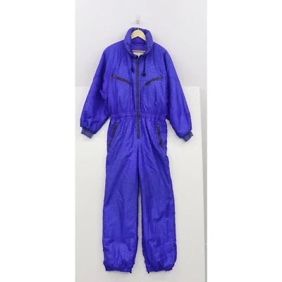 Vintage 80s One Piece Blue Ski Snow Suit Women M/L - Image 1 of 4