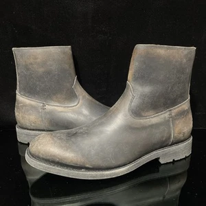 FRYE Men's Bowery Chelsea Boots Black Leather Inside Zip Lug Sole Size 11 D NWOB - Picture 1 of 14