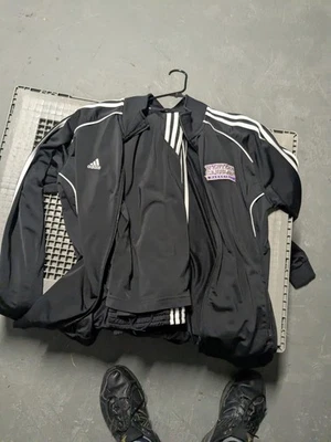 D Adidas Long Sleeve Zipper Pants WCU L West Carolina Catamounts Black White - Image 1 of 4