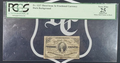 US Fractional Currency 3c Fr. 1227 Third Issue- PCGS Graded VF 25 Apparent - Image 1 of 4