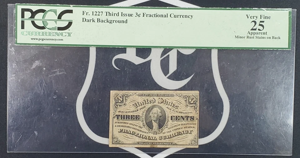 US Fractional Currency 3c Fr. 1227 Third Issue- PCGS Graded VF 25 Apparent - Image 1 of 4
