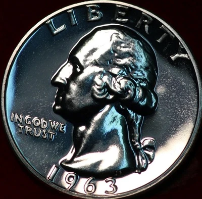 Uncirculated Proof 1963 Philadelphia Mint Silver Washington Quarter - Image 1 of 2