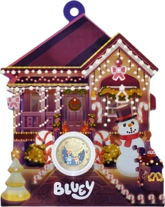2025 BLUEY CHRISTMAS DOLLARBUCK $1 COLOURED UNCIRCULATED COIN DECORATION RAM - Picture 1 of 8