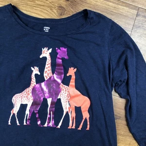 Crown & Ivy Women Sz 1X Dark Blue 3/4 Sleeve Shirt Giraffe Print *Read - Picture 1 of 8