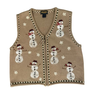 Vintage Woolrich Women Sweater Vest Size M Snowman Christmas Winter Cottagecore - Image 1 of 4