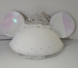 Exclusivo Parque Disney Minnie Mouse Orejas de Novia Corona Brillante con Velo NUEVO - Imagen 1 de 5