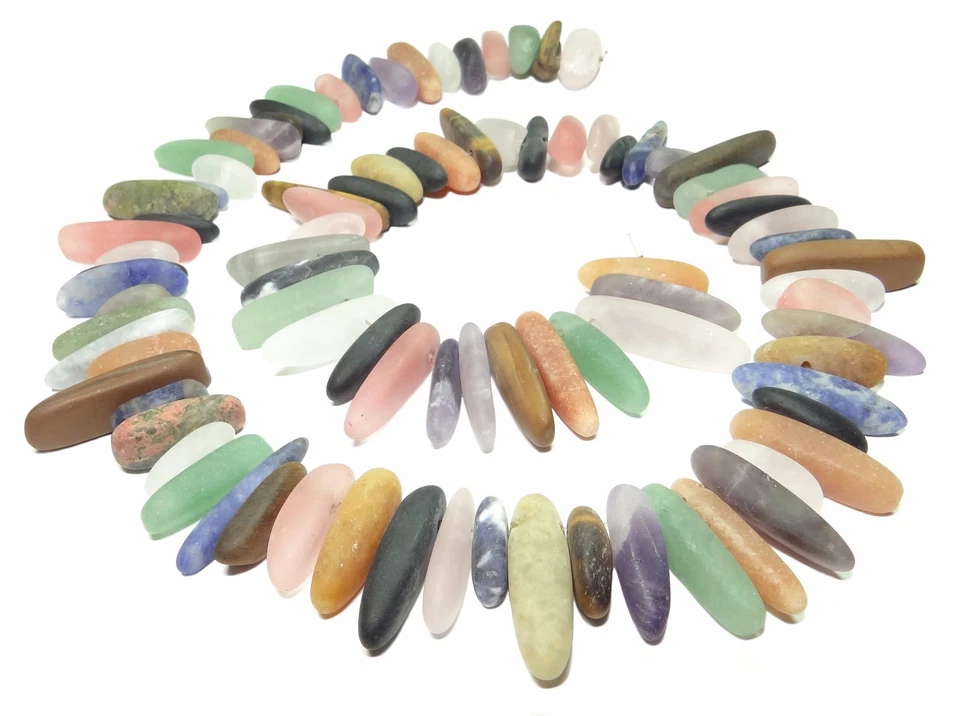  😏 Edelstein Perlen - Mix Lange Splitter/ Stäbe mattiert ca. 10-25 mm Strang 😉 - Bild 1 von 1