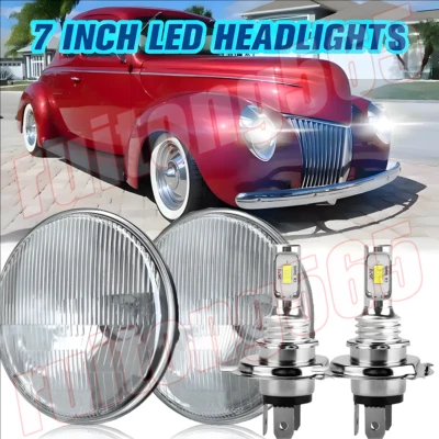 Par de faros LED redondos de 7" pulgadas para Ford Deluxe 1939-1951 carcasa de lámpara nuevos Foto 1 de 4