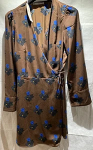 Mango MNG Wickelkleid florales Muster Modell 'Cress' braun Gr. M  Neu Etikett - Bild 1 von 7